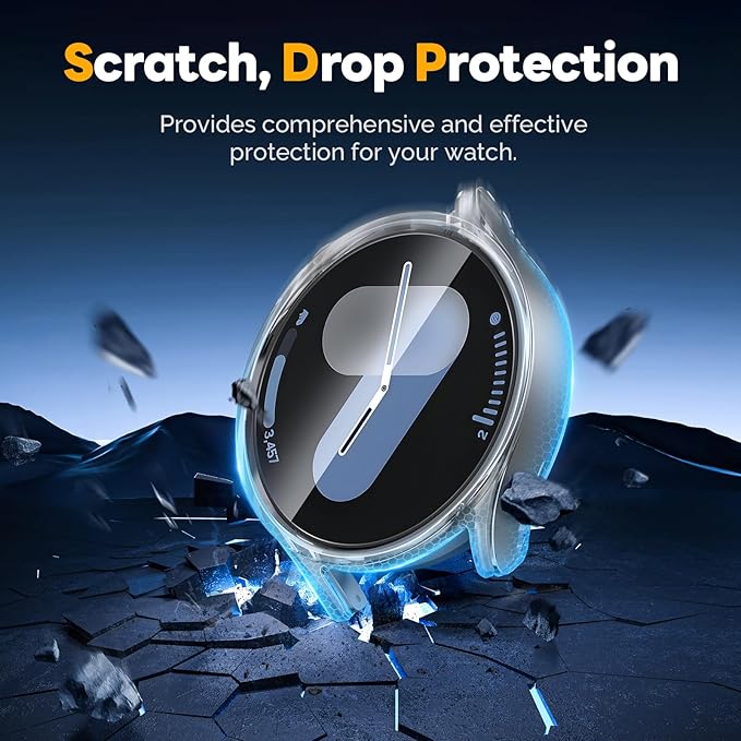 Misxi [2+2 Pack] Case Hard PC Bumper + Tempered Glass Screen Protector [with Auto Alignment Tool Kit] for Samsung Galaxy Watch 5 Galaxy Watch 4 40mm, Easy Installation Anti-Scratch Cover, Transparent - Image 3