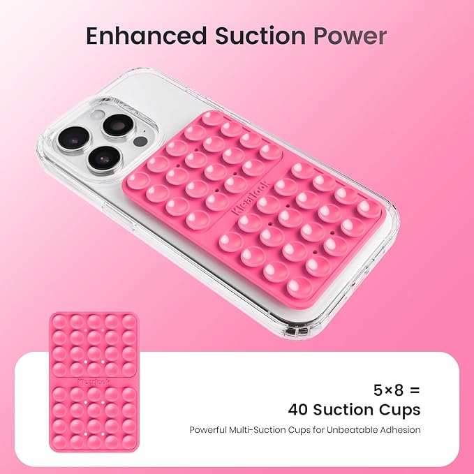 Klearlook Silicone Suction Cup Phone Case Mount Double Sided, Sticky Phone Grip for 6.1-7.2 inch Phones, Phone Accessories Hands-Free Strong Grip Holder for Selfies and Videos, Hot Pink - Image 3