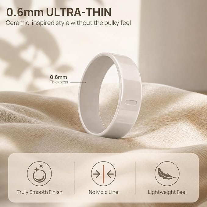 2 Pack Ring Cover Compatible with Oura Ring Gen 4/Gen 3 Horizon/Heritage, Ceramic-Look TPU Anti-Scratch Protector Accessories for Oura Ring Jacket Women Men, Size 7 (Not for Oura 4 Ceramic) - Image 3