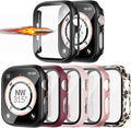 5 Pack Case with Tempered Glass Screen Protector for Apple Watch SE3（2025/SE2/SE Series 6/5/4 40mm,JZK Hard PC HD Full Cover Protective Guard Bumper for iwatch 40mm Accessories by JZK