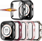 5 Pack Case with Tempered Glass Screen Protector for Apple Watch SE3（2025/SE2/SE Series 6/5/4 40mm,JZK Hard PC HD Full Cover Protective Guard Bumper for iwatch 40mm Accessories by JZK