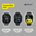 elkson for Apple Watch Ultra 3 2 1 Band case 49mm Screen Protector Tempered Glass, Quattro Pro Series Rugged for iWatch Bumper Strap, Military Grade Durable Protective Cover, Shockproof, Orange - Image 2