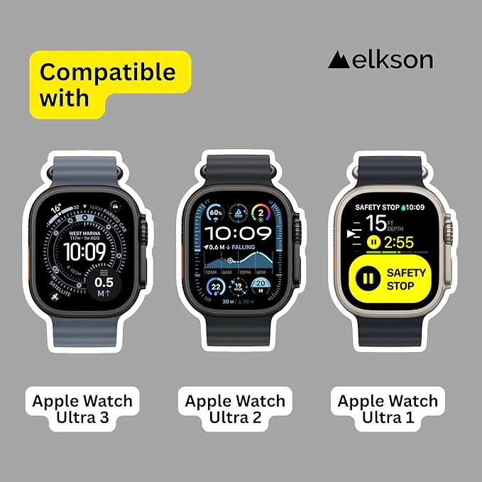 elkson for Apple Watch Ultra 3 2 1 Band case 49mm Screen Protector Tempered Glass, Quattro Pro Series Rugged for iWatch Bumper Strap, Military Grade Durable Protective Cover, Shockproof, Orange - Image 2
