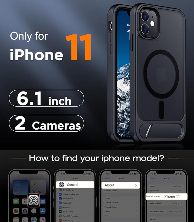 Temdan Magnetic Compatible with iPhone 11 Phone Case, [Built-in Invisible Kickstand][Compatible with MagSafe] [Military Grade Shockproof] Slim Translucent Matte Phone Case for iPhone 11 6.1" - Image 7