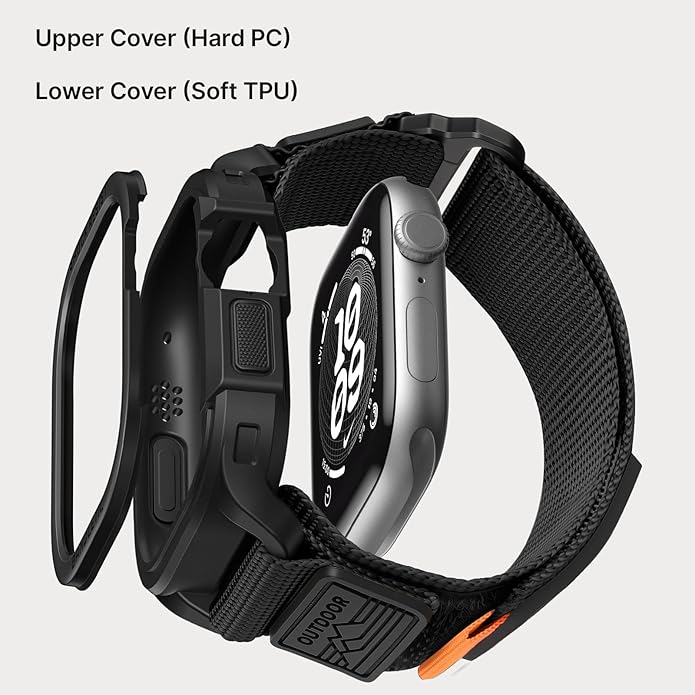 Bandletic Rugged Case with Band Compatible with Apple Watch 49mm(Ultra 3/2/1),46mm(Series 11/10), 45mm(Seriess 9/8/7),44mm(SE3/SE2/SE/6/5/4), Protective Cover Sport Accessories for iWatch Men - Image 6