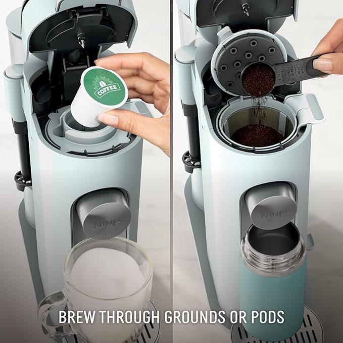 Ninja Pods & Grounds Specialty Single-Serve Coffee Maker, K-Cup Pod Compatible, Built-In Milk Frother, 6-oz. Cup to 24-oz. Travel Mug Sizes, Iced Coffee Maker, Glacier Blue, PB051GB - Image 2