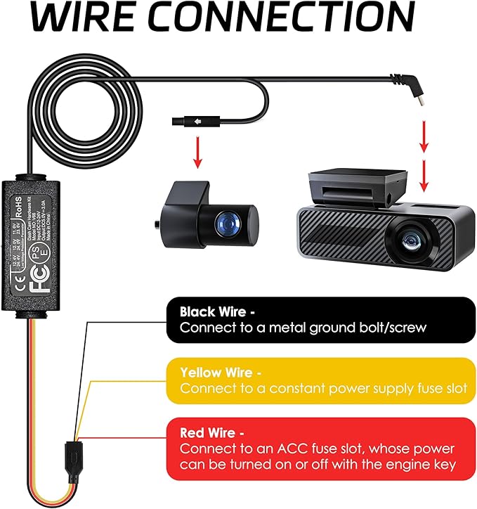 pelsee P1DUO Dash Cam with Hardwire Kit - Image 9