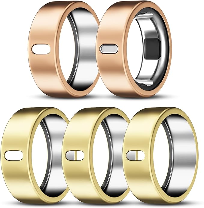 ZOOROO 5 Pack Cover Compatible with Oura Ring Gen 4/Oura Ring Gen 3/3 Horizon, Support Charging with Cover on, Anti-Scratch TPU Protector for Women Men (Gold*3+Rosegold*2, Size 7) by ZOOROO