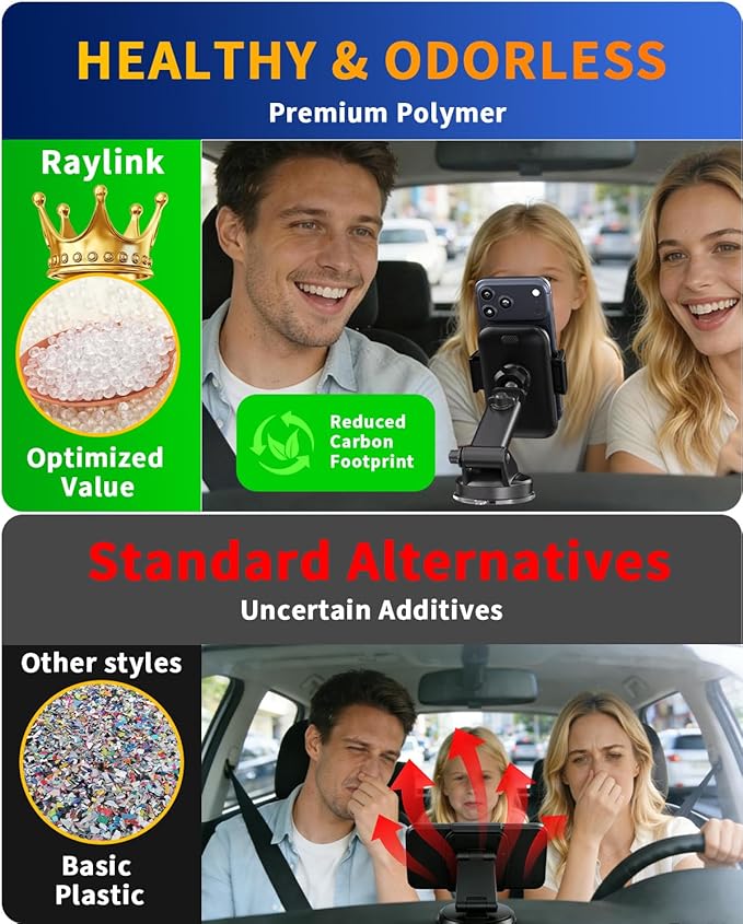 RayLink NO.1 Best Phone Holders for Your Car Ultimate Military-Grade Windshield Dashboard Vent【Upgraded Suction & Clip】 Cell Phone Mount with Patent & Safety Certs for iPhone 17 Pro Max 16 15 Samsung - Image 5