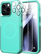 Diverbox for iPhone 15 pro max case - [Compatible with MagSafe] [with Screen Protector ] [Shockproof] [Dropproof] Heavy Duty Protection Phone Case for iPhone 15 pro max (Teal) by Diverbox