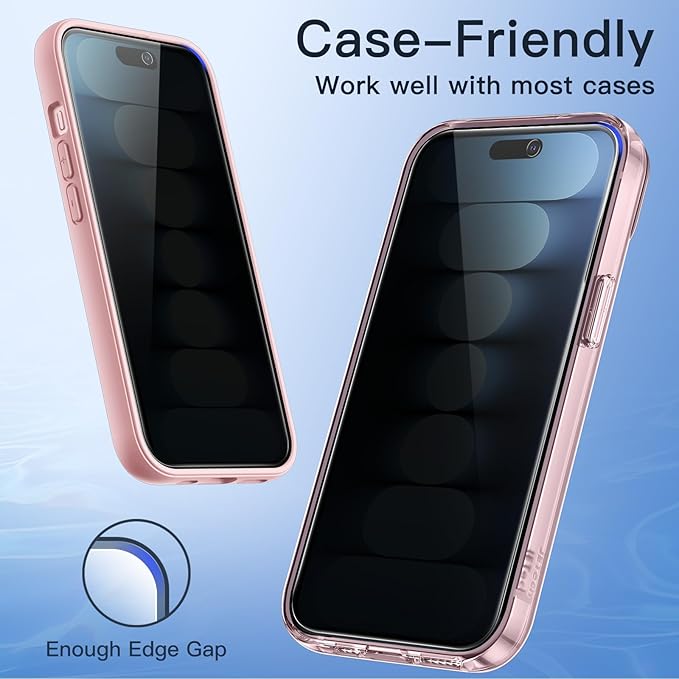 JETech Privacy Screen Protector for iPhone 15 6.1-Inch, Anti-Spy Tempered Glass Film with Easy Installation Tool, 2-Pack - Image 8