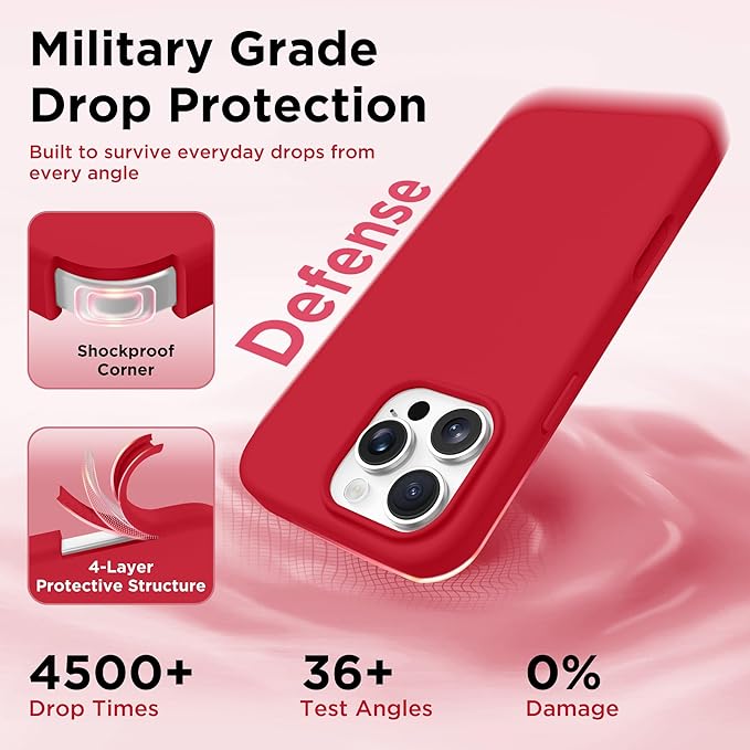 GolbinBox Magnetic for iPhone 16 Pro Max Case, Compatible with MagSafe, [Soft Anti-Scratch Microfiber Lining], Liquid Silicone Shockproof Protective Phone Case for iPhone 16 Pro Max, Red - Image 6