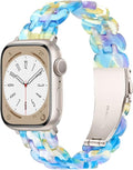 Lightweight Resin Band For Apple Watch Series 11 10 9 8 7 6 5 4 3 2 1 SE 3 2 Ultra 3 2, Fashion Adjustable Replacement Strap for iWatch Bands 38mm 40mm 41mm 42mm 44mm 45mm 46mm 49mm for Women Men by Pleixiu
