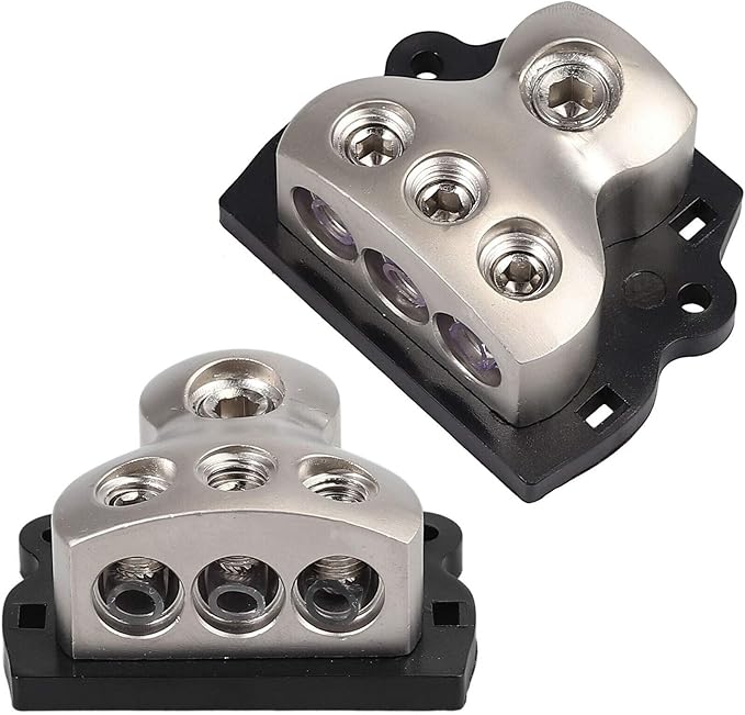 3 Way Power Distribution Block, 1x 0 Gauge in / 3X 4 Gauge Out Amp Power Distribution Ground Distributor Connecting Block for Car Amplifier Audio Splitter 2 Pack - Image 3