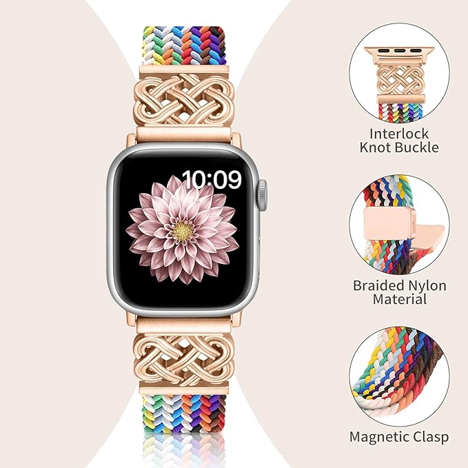 Braided Band Compatible with Apple Watch Bands 40mm 38mm 41mm 42mm 44mm 45mm 46mm 49mm, Magnetic Clasp Fabric Nylon Interlock Buckle Straps for iWatch Ultra Series 10/9/8/7/6/5/4/3/2/1/SE - Image 3