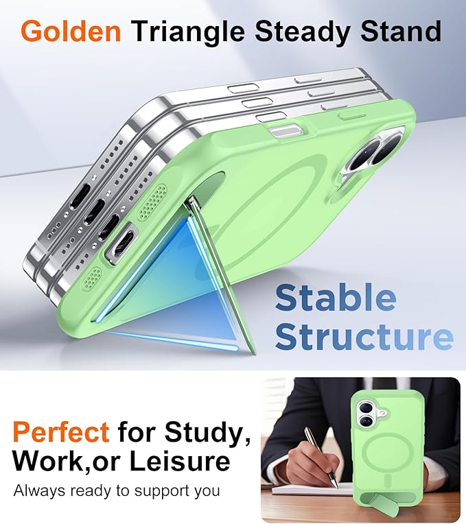 Temdan Magnetic Compatible with iPhone 16 Plus Case, [Built-in Invisible Kickstand][Compatible with MagSafe][Military Grade Shockproof] Slim Translucent Matte Phone Case for iPhone 16 Plus 6.7" - Image 4