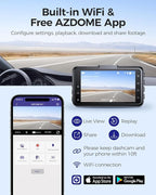 AZDOME Front WiFi Dash Cam 1296P HD with 3" LCD Screen, Dashboard Camera with 150° Wide Angle, Night Vision, ADAS, G-Sensor, Loop Recording, 24/7 Parking Mode, Supports 128GB SD Card (M17) - Image 3