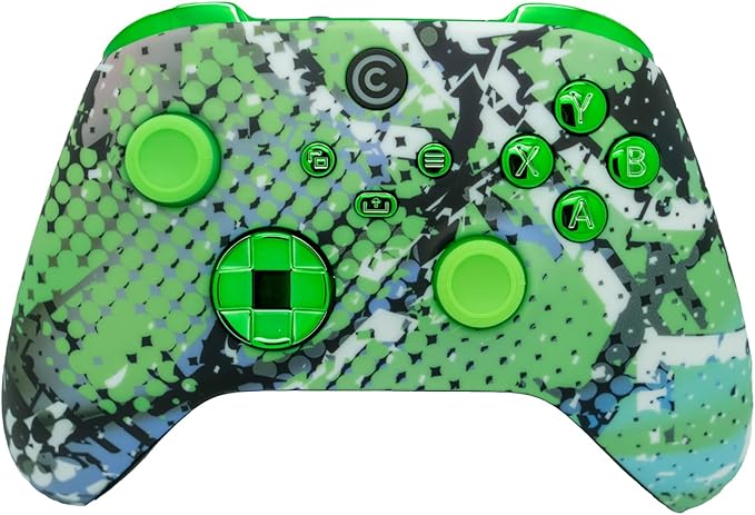 Custom Controllerzz Designer Series Custom Wireless Controller for Xbox Series X/S, Xbox One, & PC - Multiple Designs Available (Swamp Fade & Green Chrome Inserts) by CustomControllerzz
