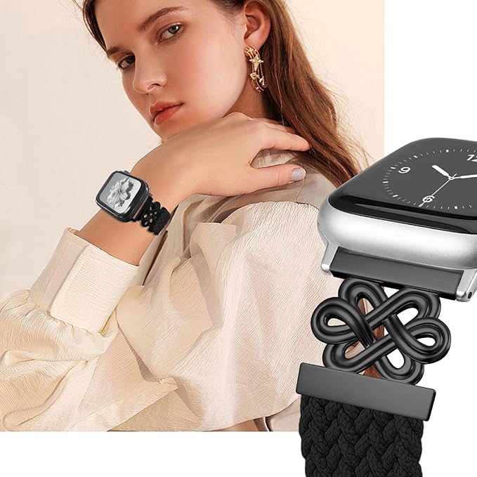 Braided Band Compatible with Apple Watch Bands 40mm 38mm 41mm 42mm 44mm 45mm 46mm 49mm, Magnetic Clasp Fabric Nylon Interlock Buckle Straps for iWatch Ultra Series 10/9/8/7/6/5/4/3/2/1/SE - Image 2