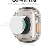 KADES Bling Case Compatible for Apple Watch Ultra 3/2/1 49mm, Sparkly Full Diamond Protective PC Bumper Cover, Rhinestone Frame for Women, 49mm-Clear - Image 4