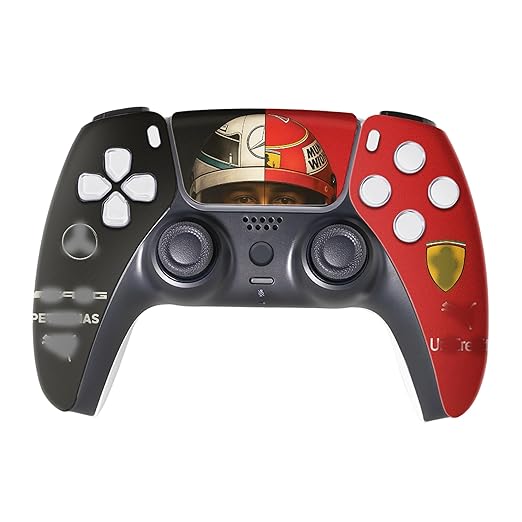 F. 1. Hamilton Merrc X Ferari Custom PS-5 Controller Wireless compatible with Play-Station 5 Console by BCB Controllers | Proudly Customized in USA with Permanent HYDRODIP (NOT JUST A SKIN)(MODDED) by BCB