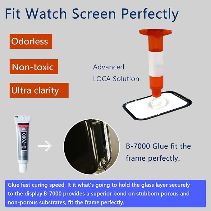Compatible with Apple Watch 7/8 41mm Screen Replacement Front Lens LED Glass Replacement Repair Kit with Tools and Instructions (No LCD Screen) - Image 3