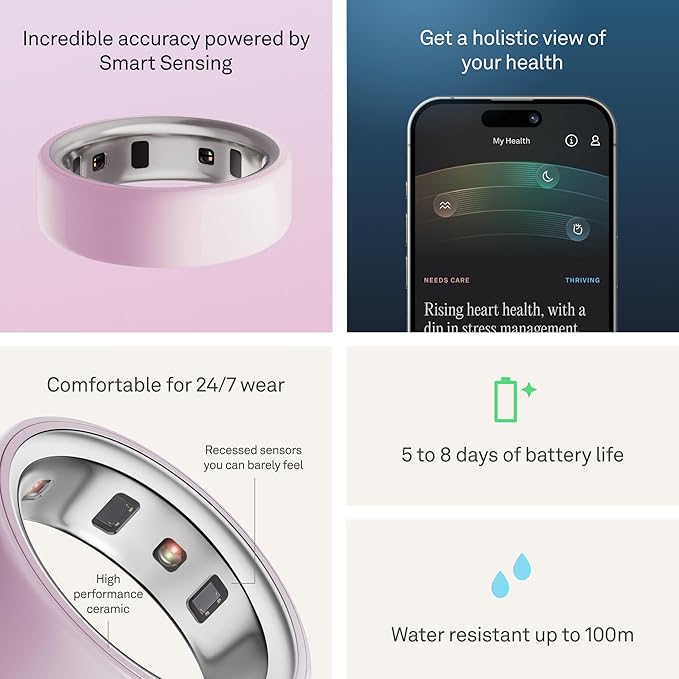 Oura Ring 4 - Ceramic Petal - Size 7 - Sleep, Activity, Women’s Health, AI Advisor, Up to 8 Days of Battery Life, Size Before You Buy, Android & iOS Compatible - Image 5