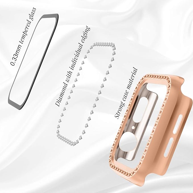 Recoppa Compatible for Apple Watch Case with Screen Protector for Apple Watch 42mm Series 3/2/1, Bling Crystal Diamond Rhinestone Ultra-Thin Bumper Full Cover Protective Case for Women Girls iWatch - Image 3