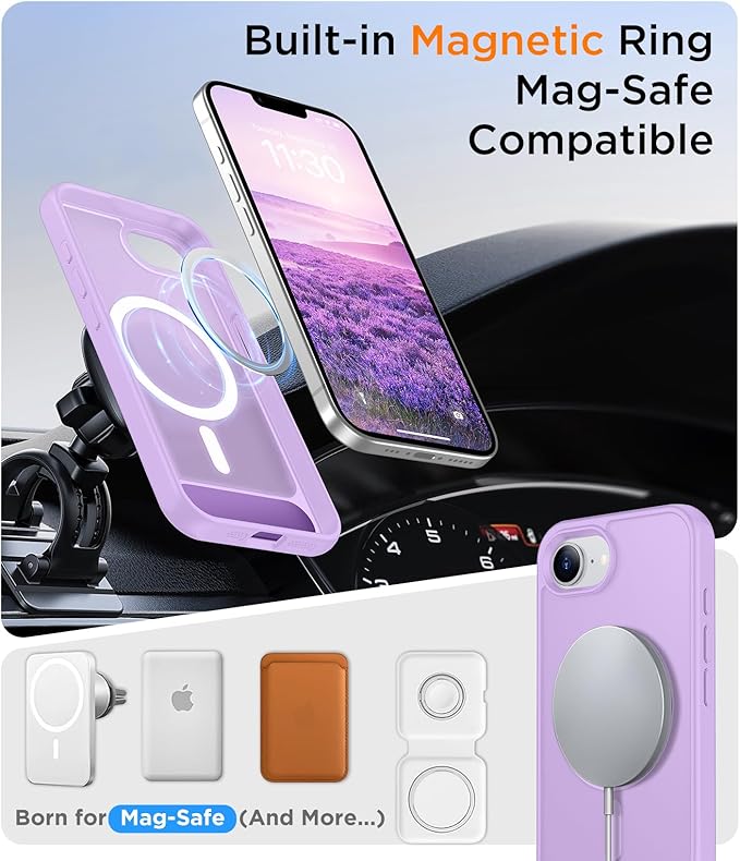 Temdan Magnetic Compatible with SE4 Case, [Built-in Invisible Kickstand][Military Grade Shockproof] Slim Translucent Matte Phone Case - Image 5