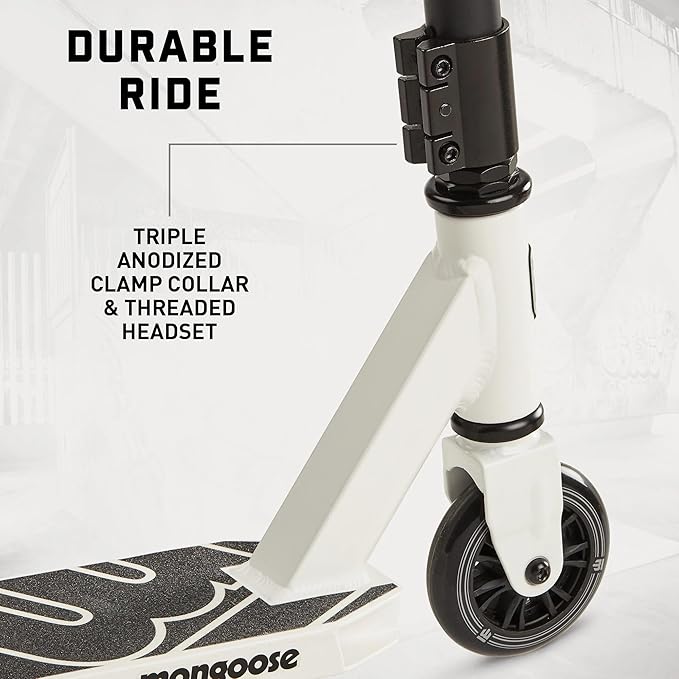 Mongoose Rise Freestyle Stunt Trick Scooter, For Kids Youth Adult Men Women Ages 8 Up, Lightweight Alloy Deck & Heavy-Duty Frame Up to 220 lbs., Bike-Style Grip, T-Bar Handlebar and High Impact Wheels - Image 4