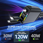 [2026 Ultra-Slim, 75% Less Space] Retractable Car Charger with Starlight, Max 120W USB C Car Charger Adapter, Cars Phone Chargers Fast Charging, Car Chargers for iPhone 17 16 Pro Max Plus and Android - Image 3
