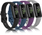 Vancle 4 Pack Bands Compatible with Fitbit Inspire 3 Bands for Women Men, Sport Silicone Adjustable Replacement Straps for Fitbit Inspire 3 Fitness Tracke by Vancle