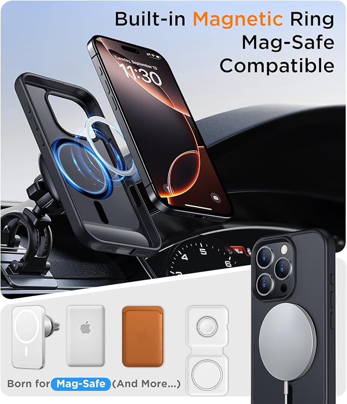 Temdan Magnetic Compatible with iPhone 16 Pro Max Case, [Built-in Invisible Kickstand][Compatible with MagSafe] [Military Grade Shockproof] Slim Translucent Matte Phone Case for iPhone 16 Pro Max 6.9" - Image 5