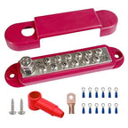 1/4" Stud Power Distribution Block Bus Bar with 12 x #8 Screws, Ampper 5.3" 12V 150A Marine BusBar Battery Distribution Block Kit W/Cover for Car Boat Solar (Red) - Image 5