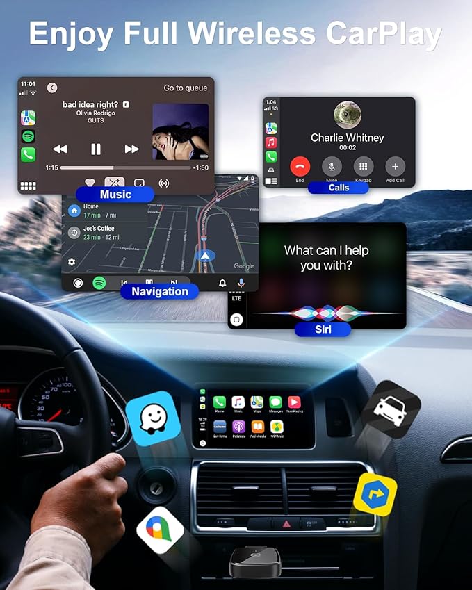 Mini Wireless CarPlay Adapter for Apple iPhone Only, Convert Wired CarPlay to Wireless with USB-A to USB-C Adapter, Stable Control & No Delay Latency, Black - Image 4