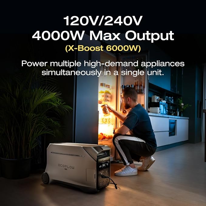 EF ECOFLOW 8kWh Portable Power Station: DELTA Pro 3 with AC Cable and Extra Battery, 120/240V 4000W AC Output, Solar Generator for Home Use, Camping, Emergencies, RVs, and Outdoor Generators - Image 4