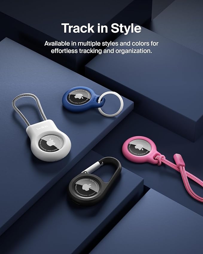 Belkin Apple Airtag Secure Holder With Strap - Apple Air Tag Keychain - Airtag Holder With Strap For Key Ring - Airtag Keychain Accessories - Scratch Resistant Airtag Case With Raised Edges - White - Image 8