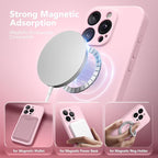 Magnetic for iPhone 14 Pro Case, Compatible with MagSafe, [Full Camera Protection][Screen Protector] Silicone Shockproof Protective Phone Case for iPhone 14 Pro 6.1", Chalk Pink - Image 2