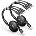 Aioneus Multi Charging Cable 3A Retractable Multi Charging Cord 3 in 1 Fast Charger Multiple Charger USB Cable with Lightning/Type C/Micro USB for Cell Phones/IP/Galaxy/PS/Tablets/iPads by Aioneus