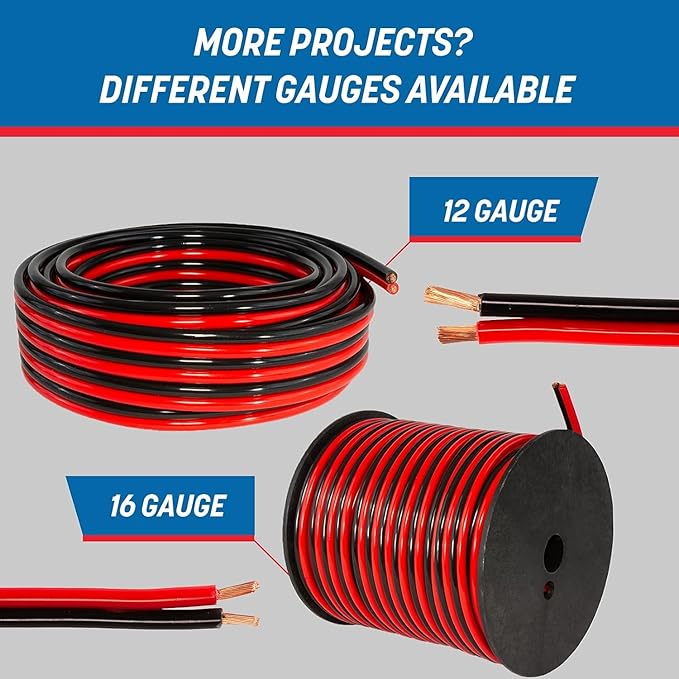 GS Power 24 Gauge Wire 50ft Oxygen Free, OFC Pure Copper Electrical 12v Low Voltage Speaker Wire Spool, 24AWG for Electric, Automotive, Trailer, Stereo, RC, Car, Home Theater, LED, Lamp Wiring - Image 5