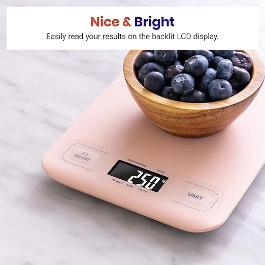 Etekcity Food Kitchen Scale, Digital Grams and Ounces for Weight Loss, Baking, Cooking, Keto and Meal Prep, LCD Display, Medium, Pink - Image 5