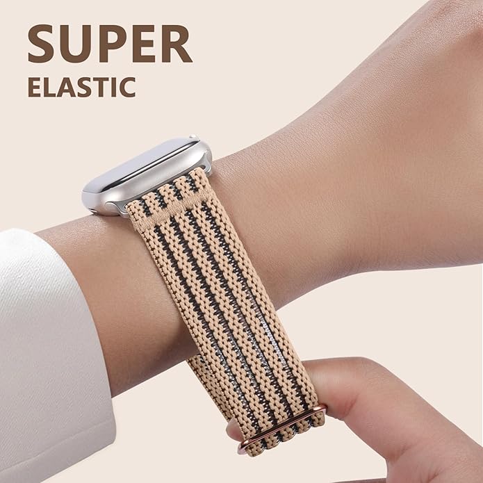 Braided Stretchy Band Compatible with Apple Watch Bands 38mm 40mm 41mm 42mm 44mm 45mm 46mm 49mm for Women Men, Adjustable Nylon Solo Loop Elastic Straps for iWatch Series 10 9 8 7 6 5 4 3 2 1 SE Ultra - Image 5