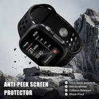 2 Pack Privacy Case for Apple Watch Screen Protector, Anti-Spy Tempered Glass Film Apple Watch Cover Hard PC Case Bumper for iWatch Series 11 Series 10 - Black/Black 46mm - Image 4