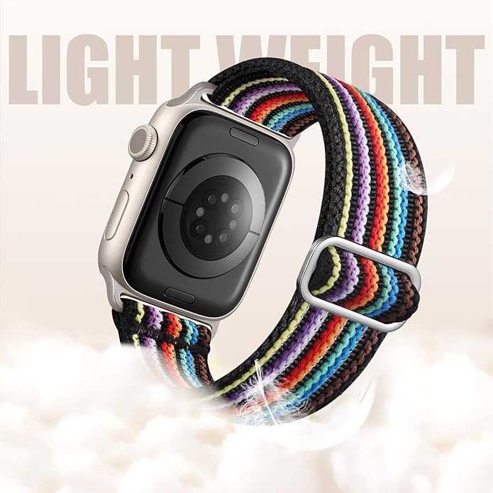 Braided Stretchy Band Compatible with Apple Watch Bands 38mm 40mm 41mm 42mm 44mm 45mm 46mm 49mm for Women Men, Adjustable Nylon Solo Loop Elastic Straps for iWatch Series 10 9 8 7 6 5 4 3 2 1 SE Ultra - Image 6