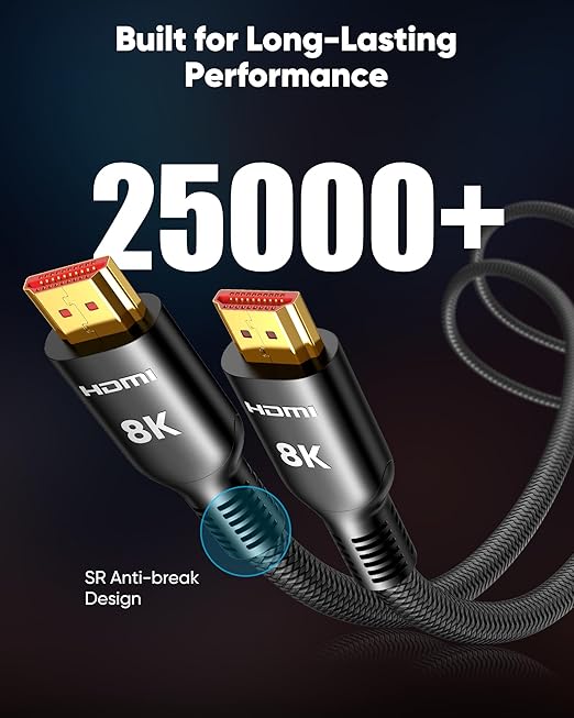 Highwings HDMI Cable 15 FT Long, 10K 8K 4K Ultra HD High Speed HDMI Cord 48Gbps Braided Cable-8K@60Hz 4K@120Hz, DTS:X, eARC,HDCP 2.2&2.3-Compatible for UHD TV/PS5/ SoundBar/AVR - Image 6