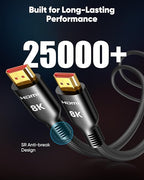 Highwings 8K Fiber Optic Long HDMI Cable 150FT, 48Gbps HDMI 2.1 Ultra High Speed HDMI Cord Braided -8K@60Hz 4K@120Hz Dynamic HDR/eARC/HDCP 2.2&2.3/3D, Compatible for PS5/Monitor/Projector/DVD Player - Image 6