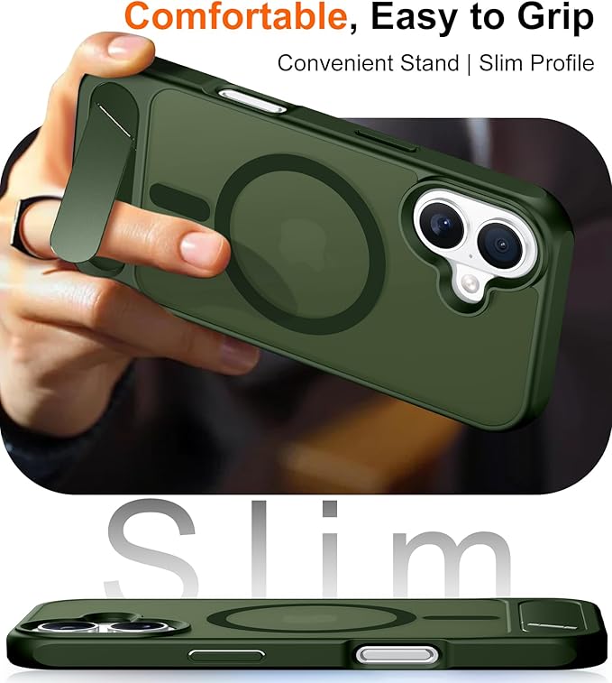 Temdan Magnetic Compatible with iPhone 16 Case, [Built-in Invisible Kickstand][Compatible with MagSafe][Military Grade Shockproof] Slim Translucent Matte Phone Case for iPhone 16 6.1" - Image 7