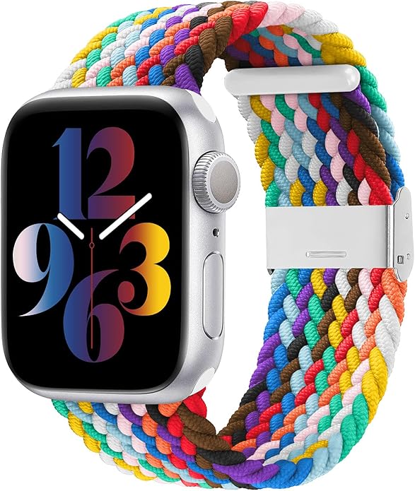Bandiction Compatible with Apple Watch Bands 44mm 40mm 38mm 42mm 41mm 45mm 46mm 49mm, iWatch Bands Women Men,Stretchy Braided Solo Loop Elastic Sport Band for iWatch Ultra SE Series 11/10/9/8/7/6/5/4 by Bandiction