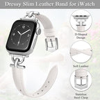 Leather Band Compatible with Apple Watch Bands for Women, Dressy Fancy Strap for iWatch Series 11/10/9/8/7/6/5/4/3/2/1/se(38mm 40mm 41mm 42mm,Starlight/Silver) - Image 3