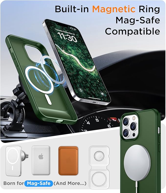 Temdan Magnetic Compatible with iPhone 13 Pro Max Case, [Built-in Invisible Kickstand][Compatible with MagSafe] [Military Grade Shockproof] Slim Translucent Matte Phone Case for iPhone 13 Pro Max 6.7" - Image 5